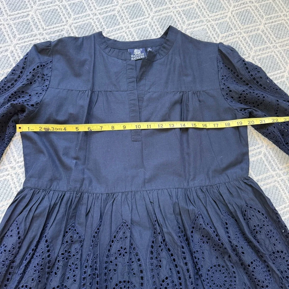 NWT Madison Mathews Folly Navy Eyelet Mini Dress, Size Medium - Picture 6 of 7